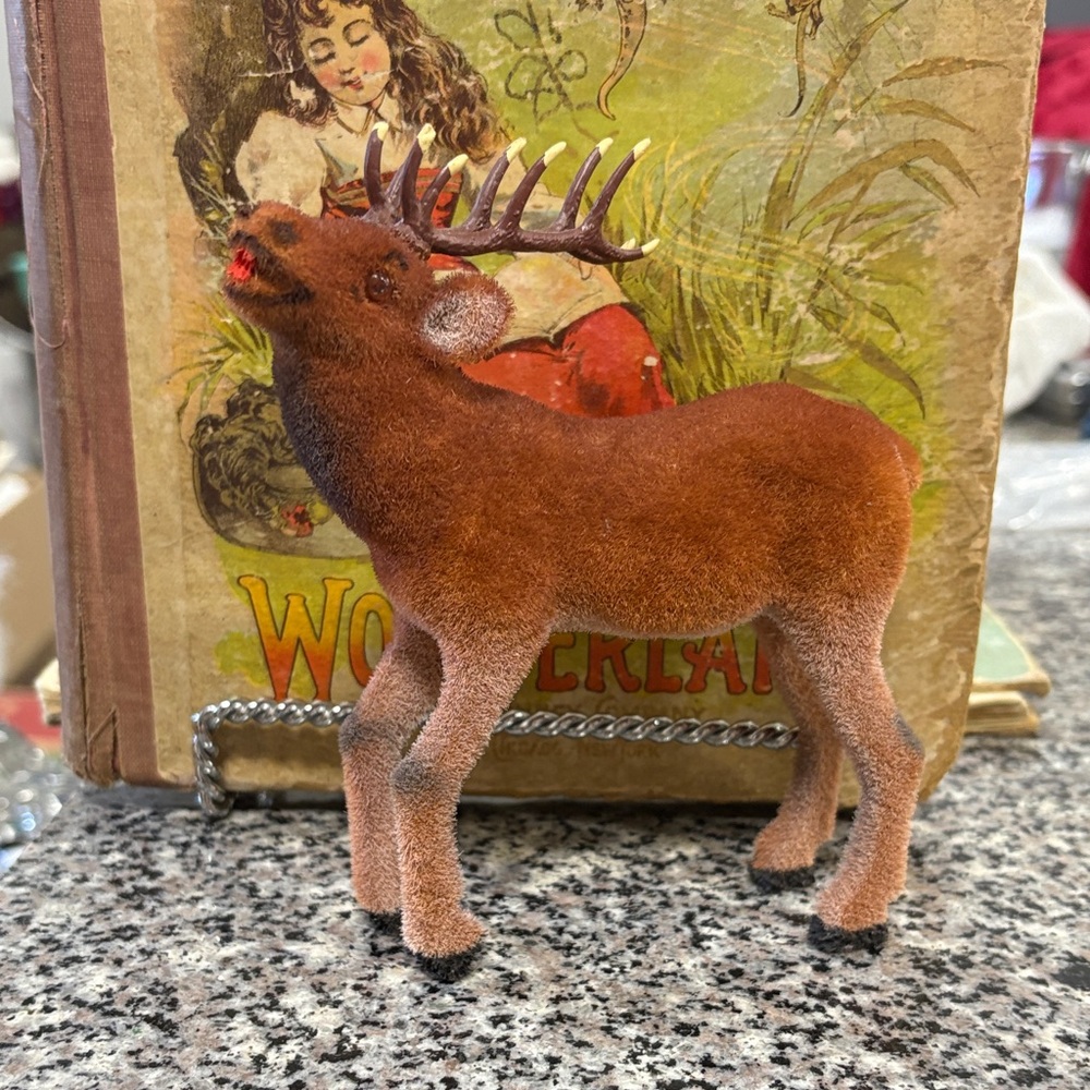 Vintage Wagner Flocked Deer West Germany handwork